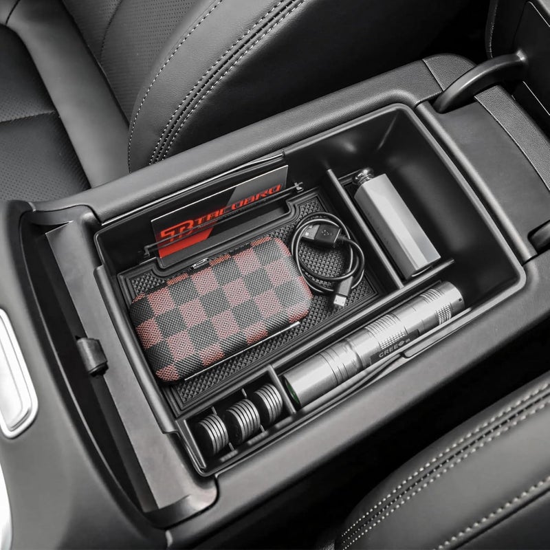 TACOBRO TACORBO Center Console Organizer Compatible with Hyundai Santa Fe 2021 2022 2023 & Santa Fe SEL 2022 2023 Accessories Armrest Secondary Storage Box, ABS Insert Glove Box Tray, Black - Image 2