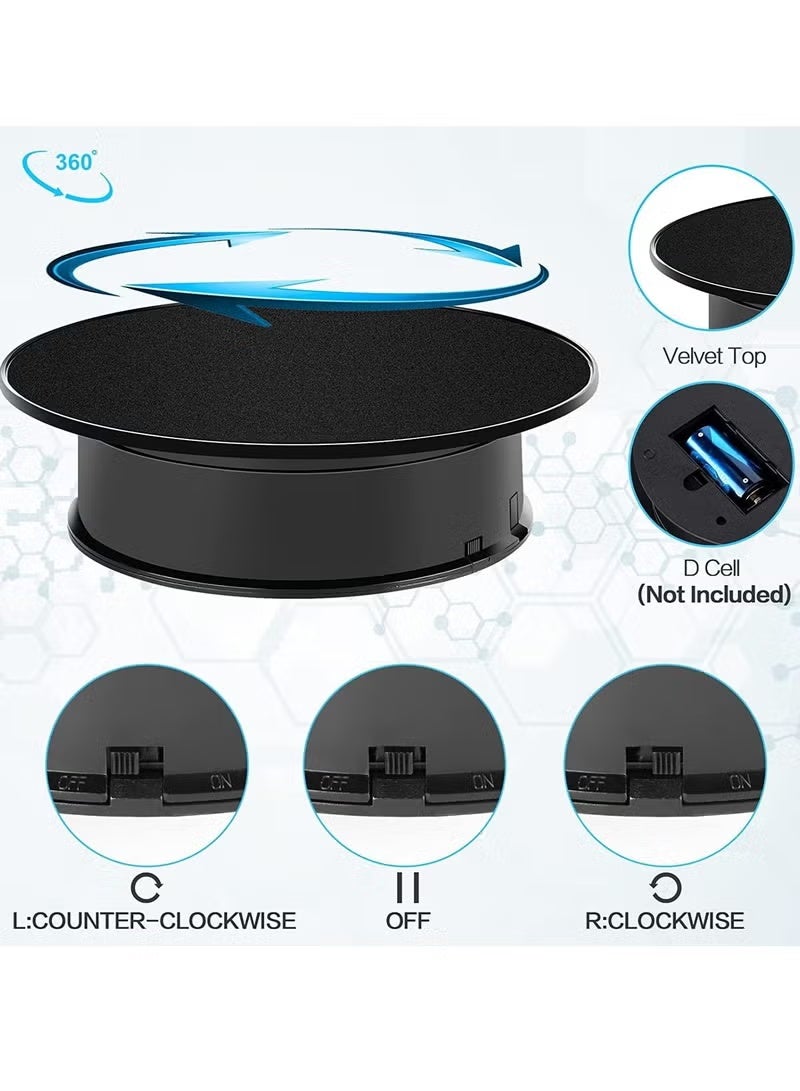 Bukela Motorized Rotating Display Stand, 8" Ultra-Quiet 360 Degree Electric Rotating Turntable Display Stand for Photography Products, Jewelry, Cake,3D Model (Battery Operated, 10LB Load) - Image 5
