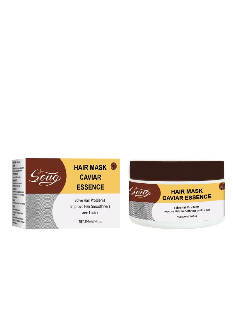 دوغ Hair Mask Caviar Essence,Collagen Hair Mask, Hydrating Hair Mask, Argan Oil Collagen Hair Mask, Keratin Hair Mask Deep Conditioner, for Dry Hair, Damaged Hair, Curly or Straight Thin Fine Hair (100ml) - Image 1