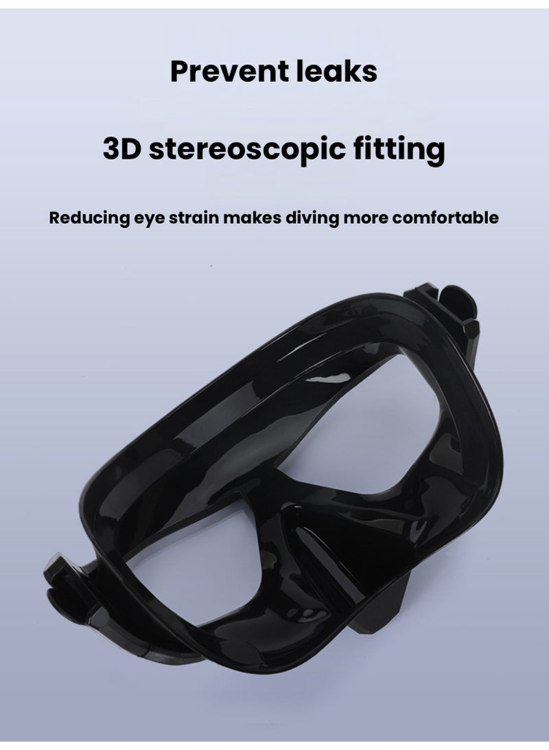 WAVE Black Anti-Fog Dive Mask – Panoramic View, Leak-Proof 3D Fit & Adjustable Silicone Strap - Image 4