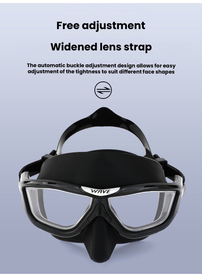 WAVE Black Anti-Fog Dive Mask – Panoramic View, Leak-Proof 3D Fit & Adjustable Silicone Strap - Image 3