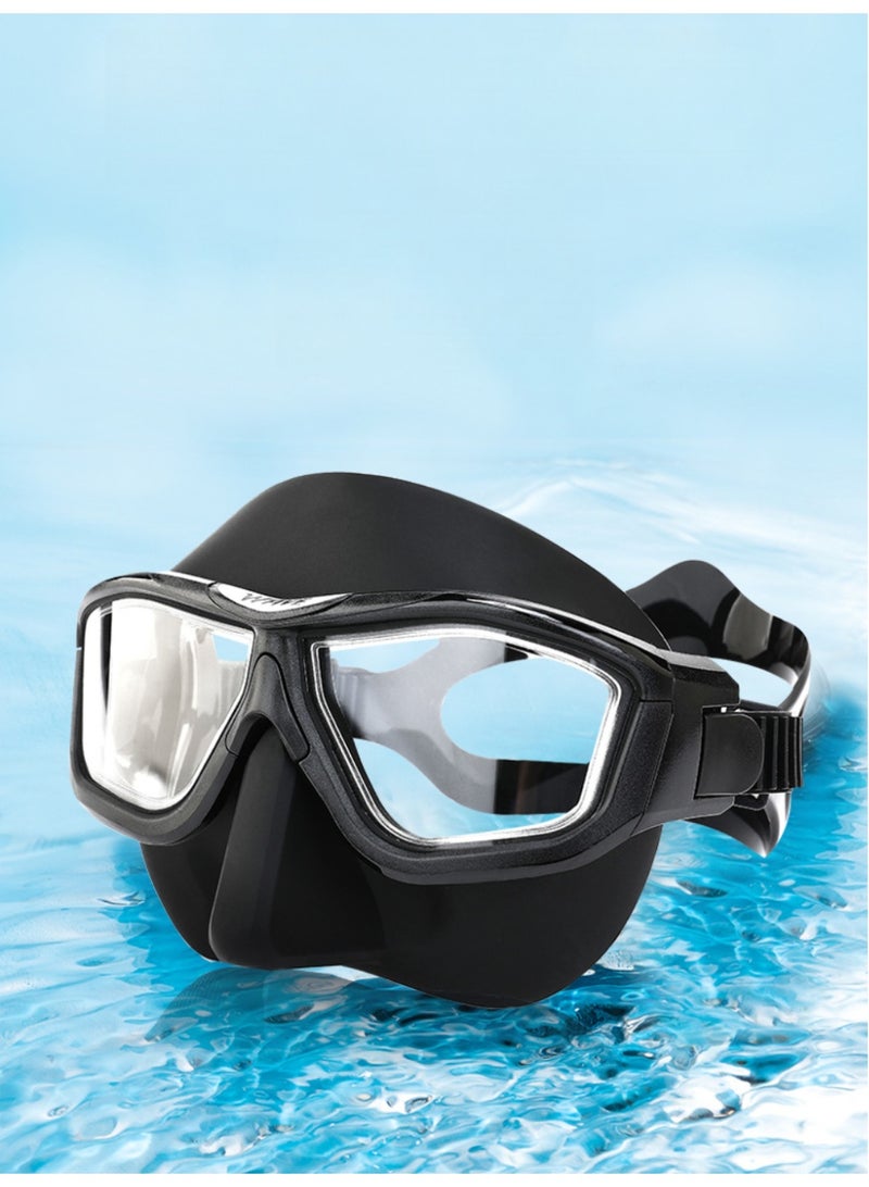 WAVE Black Anti-Fog Dive Mask – Panoramic View, Leak-Proof 3D Fit & Adjustable Silicone Strap - Image 1