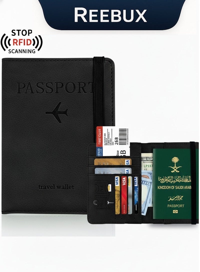 Reebux Passport Holder for Travel Essentials, Passport Wallet Cover Case for Travel Must Haves Accessories, Passport Book Holders for Women and Men Black - Image 2