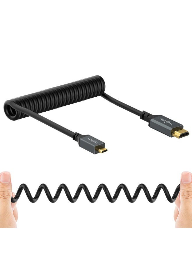 Twozoh كابل ميكرو HDMI إلى HDMI ملفوف، كابل ميكرو HDMI إلى HDMI كامل يدعم HDMI 2.0، 3D 4K UHD، 1080p (يمتد حتى 1.5 متر) - Image 1