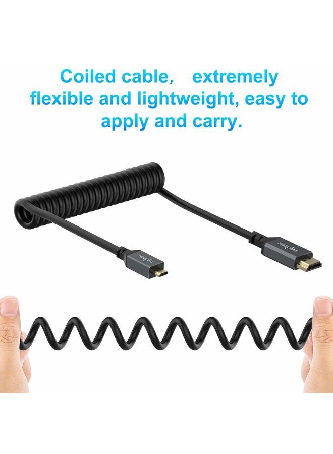 Twozoh كابل ميكرو HDMI إلى HDMI ملفوف، كابل ميكرو HDMI إلى HDMI كامل يدعم HDMI 2.0، 3D 4K UHD، 1080p (يمتد حتى 1.5 متر) - Image 2