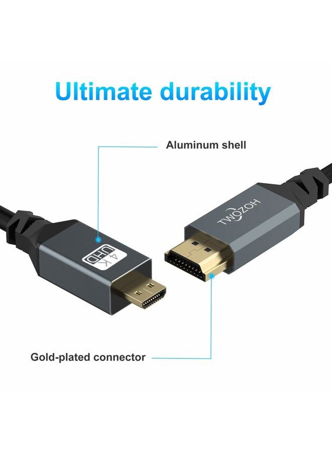 Twozoh كابل ميكرو HDMI إلى HDMI ملفوف، كابل ميكرو HDMI إلى HDMI كامل يدعم HDMI 2.0، 3D 4K UHD، 1080p (يمتد حتى 1.5 متر) - Image 3