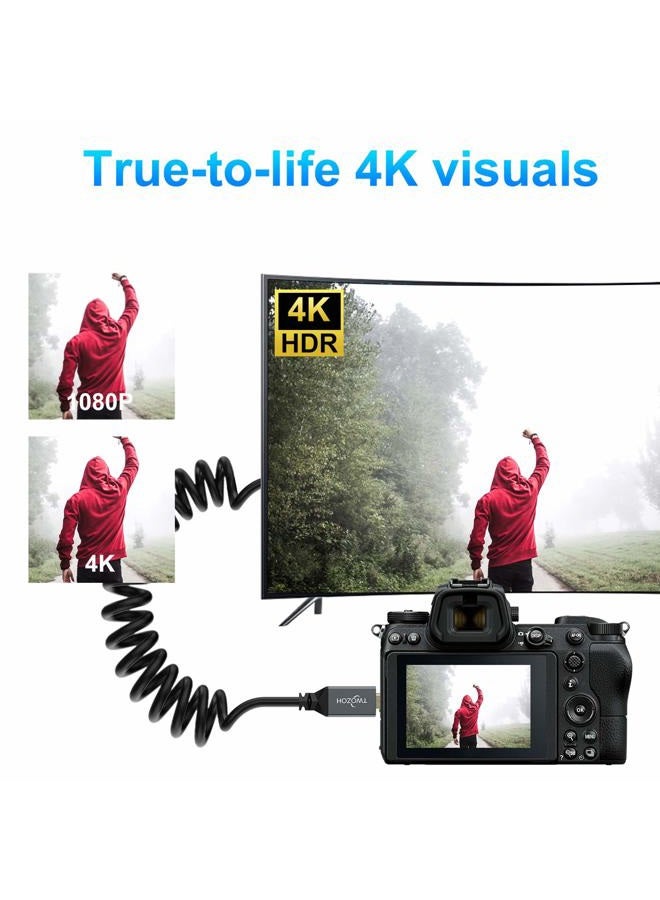 Twozoh كابل ميكرو HDMI إلى HDMI ملفوف، كابل ميكرو HDMI إلى HDMI كامل يدعم HDMI 2.0، 3D 4K UHD، 1080p (يمتد حتى 1.5 متر) - Image 5
