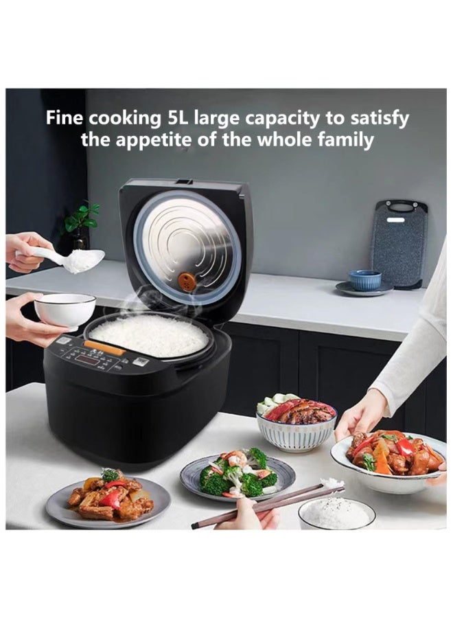 5L Household Intelligent Electric Rice Cooker, Multifunctional Large Capacity Rice Cooker with Appointment Timing, Non-Stick Inner Pot, Includes Measuring Cup & Spoon  - Image 3