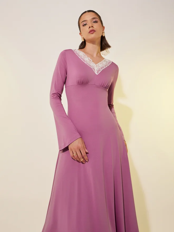 Take Two Lace Trim Maxi Dress