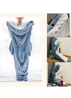 Generic Shark Blanket Super Soft Soft Flannel Hoodie Sleeping Bag Wearable Loose One Piece Pajamas for Home  - Image 4
