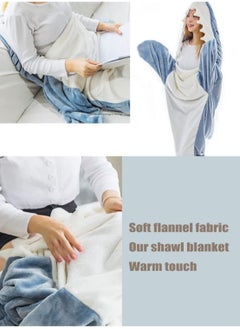 Generic Shark Blanket Super Soft Soft Flannel Hoodie Sleeping Bag Wearable Loose One Piece Pajamas for Home  - Image 3