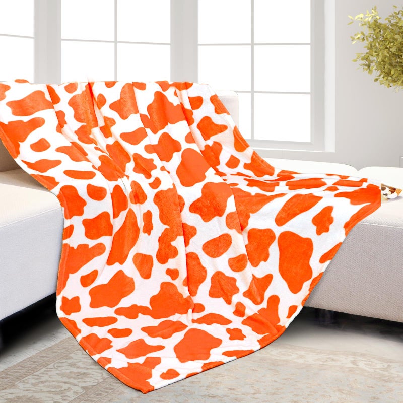 HSEEC Orange Throw Blankets Fleece Soft Blankets & Throws Super Soft Plush Blanket Twin Size - Image 1