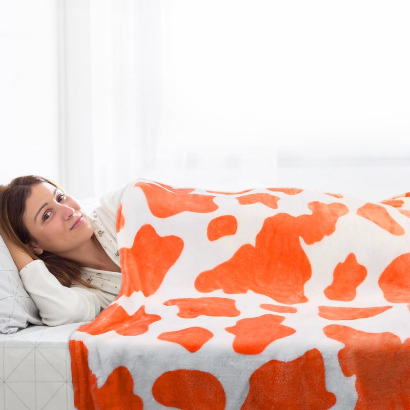 HSEEC Orange Throw Blankets Fleece Soft Blankets & Throws Super Soft Plush Blanket Twin Size - Image 5