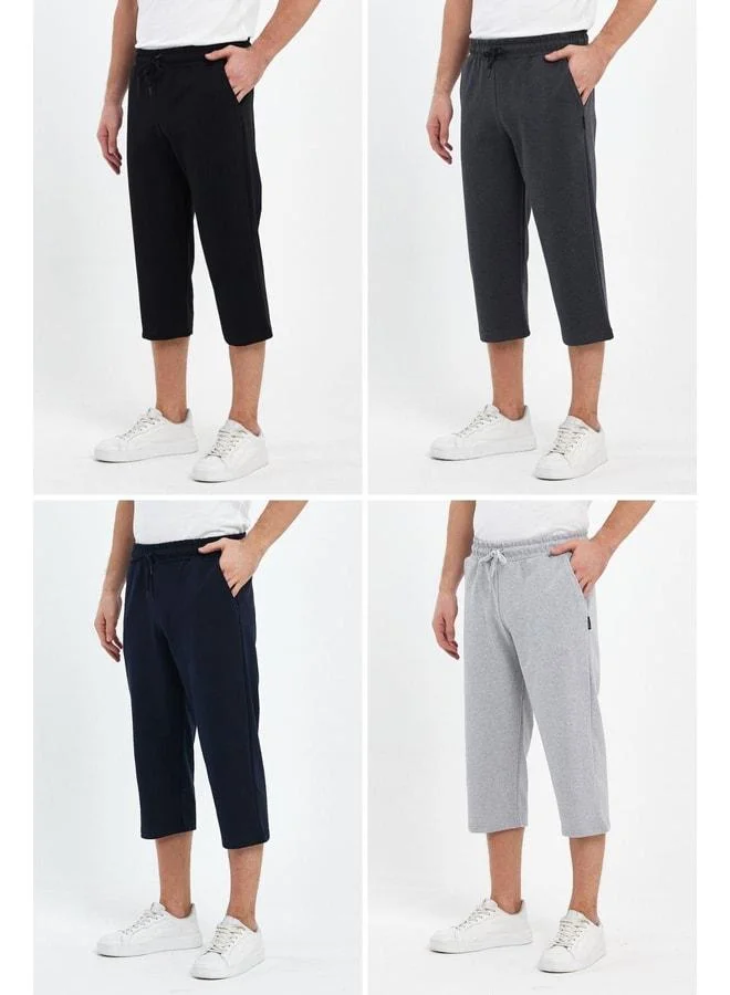 Men's long Bermuda capri shorts with four side pockets and an adjustable elastic waistband