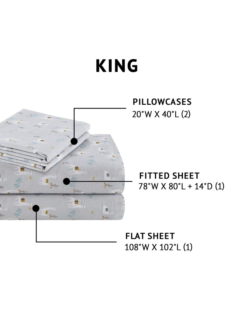 Comfort Spaces Comfort Spaces 100% Cotton Sheet Set Breathable  Lightweight  Soft with 14"" Elastic Pocket Fits up to 16"" Mattress  All Season Cozy Bedding  Matching Pillow Case  King Lama Multi 4 Piece  - Image 3