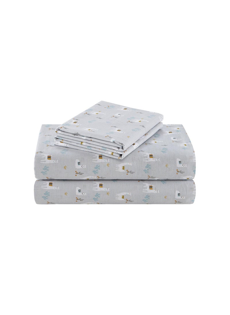 Comfort Spaces Comfort Spaces 100% Cotton Sheet Set Breathable  Lightweight  Soft with 14"" Elastic Pocket Fits up to 16"" Mattress  All Season Cozy Bedding  Matching Pillow Case  King Lama Multi 4 Piece  - Image 1