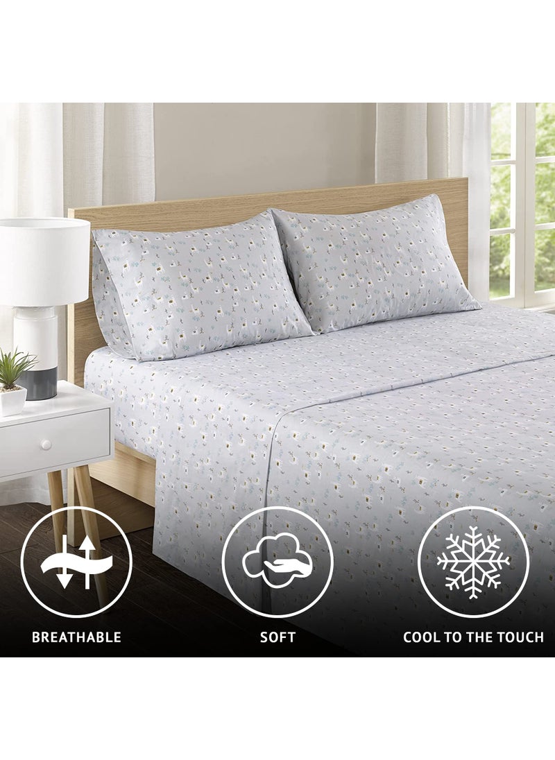 Comfort Spaces Comfort Spaces 100% Cotton Sheet Set Breathable  Lightweight  Soft with 14"" Elastic Pocket Fits up to 16"" Mattress  All Season Cozy Bedding  Matching Pillow Case  King Lama Multi 4 Piece  - Image 2