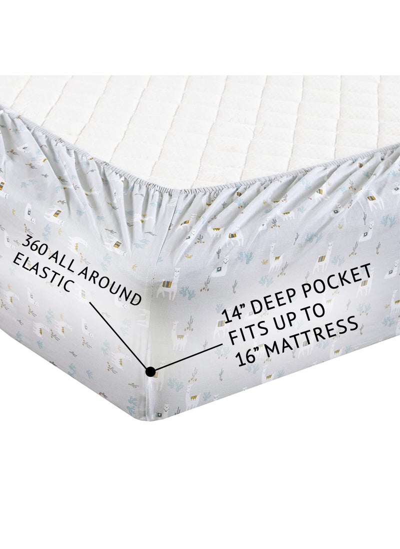 Comfort Spaces Comfort Spaces 100% Cotton Sheet Set Breathable  Lightweight  Soft with 14"" Elastic Pocket Fits up to 16"" Mattress  All Season Cozy Bedding  Matching Pillow Case  King Lama Multi 4 Piece  - Image 5