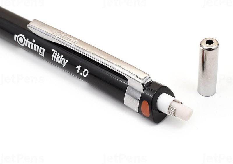 rOtring Tikky Mechanical Pencil with 1.0 mm Lead - Black Barrel with Orange Accents - Image 4