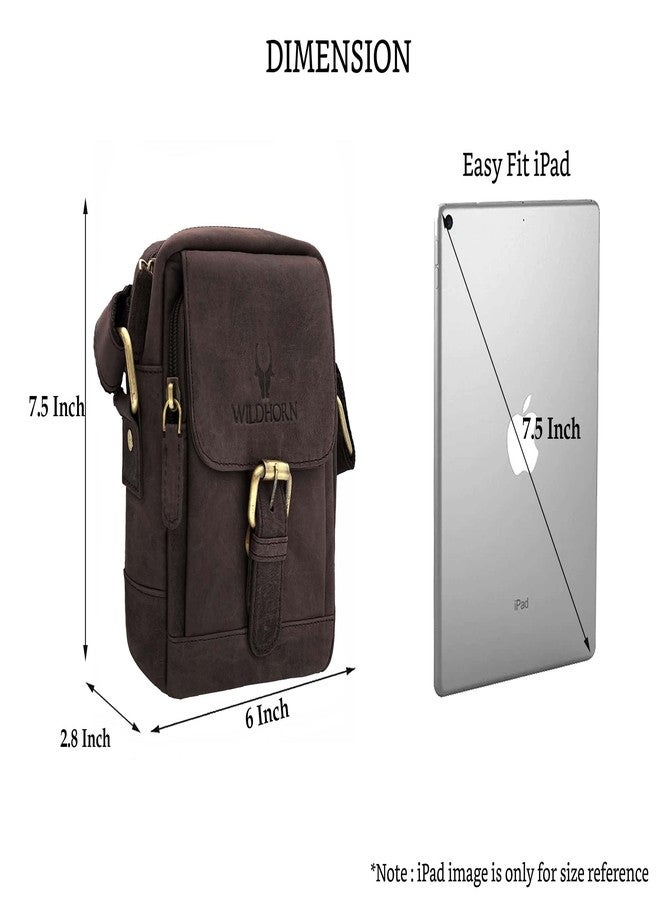 WildHorn Genuine Leather Mini Sling Bag for Men | Compact, Durable & Stylish | Buckle Closure | Front Zip Pocket | 1-Year Warranty - Image 4