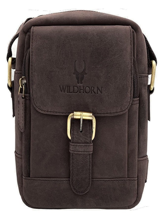 WildHorn Genuine Leather Mini Sling Bag for Men | Compact, Durable & Stylish | Buckle Closure | Front Zip Pocket | 1-Year Warranty - Image 3