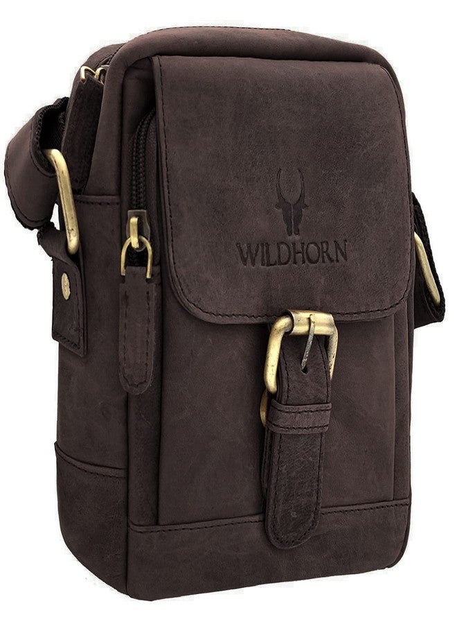 WildHorn Genuine Leather Mini Sling Bag for Men | Compact, Durable & Stylish | Buckle Closure | Front Zip Pocket | 1-Year Warranty - Image 2