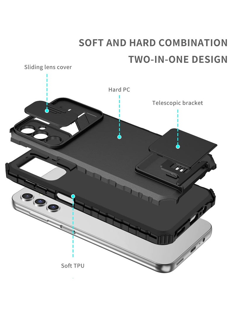 Samsung Galaxy A15 Mobile Phone Case Cover, Innovative Telescopic Bracket, Sliding Protection Camera Window, Bumper Shockproof Phone Back Cover - Image 2