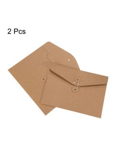 PATIKIL String Envelope File Folders 2 Pack A5 Size Document Letter Organizer Holder Filing Jacket For Office Brown  - Image 3