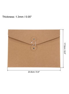 PATIKIL String Envelope File Folders 2 Pack A5 Size Document Letter Organizer Holder Filing Jacket For Office Brown  - Image 2