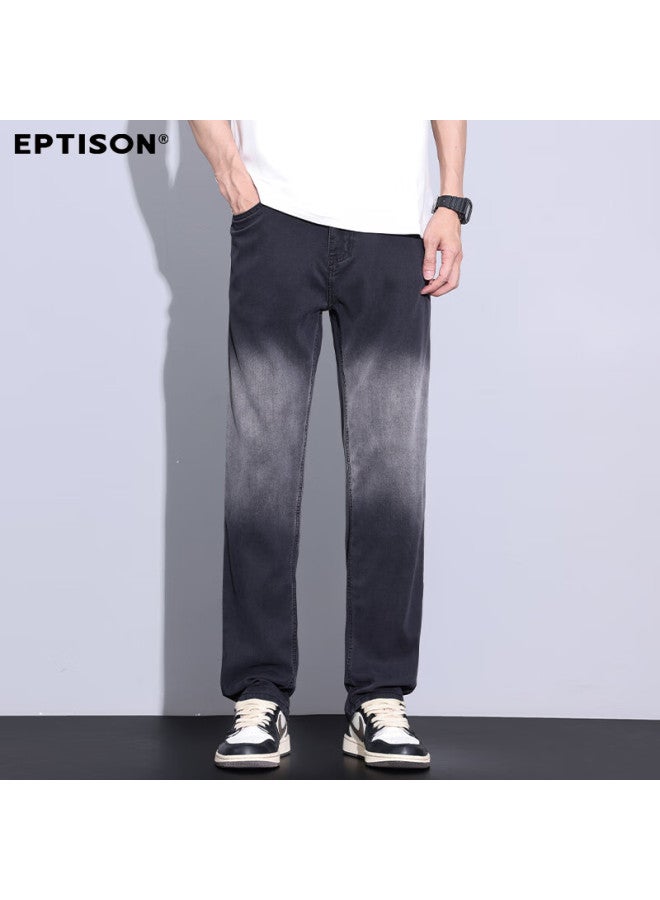 EPTISON Yipintiancheng [tencel Lyocell] Men's Jeans, Summer Lightweight, Straight-leg, Loose-fit, Fashionable Gradient Ice Silk Long Pants For Me - Image 2