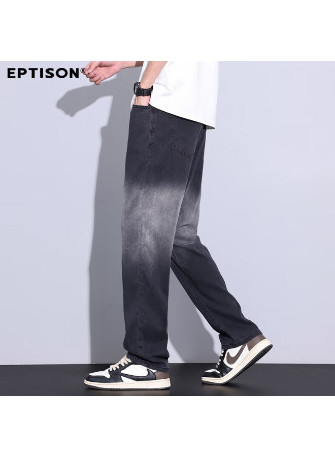 EPTISON Yipintiancheng [tencel Lyocell] Men's Jeans, Summer Lightweight, Straight-leg, Loose-fit, Fashionable Gradient Ice Silk Long Pants For Me - Image 4