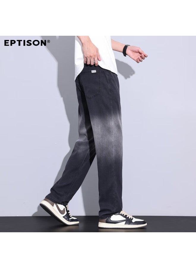 EPTISON Yipintiancheng [tencel Lyocell] Men's Jeans, Summer Lightweight, Straight-leg, Loose-fit, Fashionable Gradient Ice Silk Long Pants For Me - Image 1
