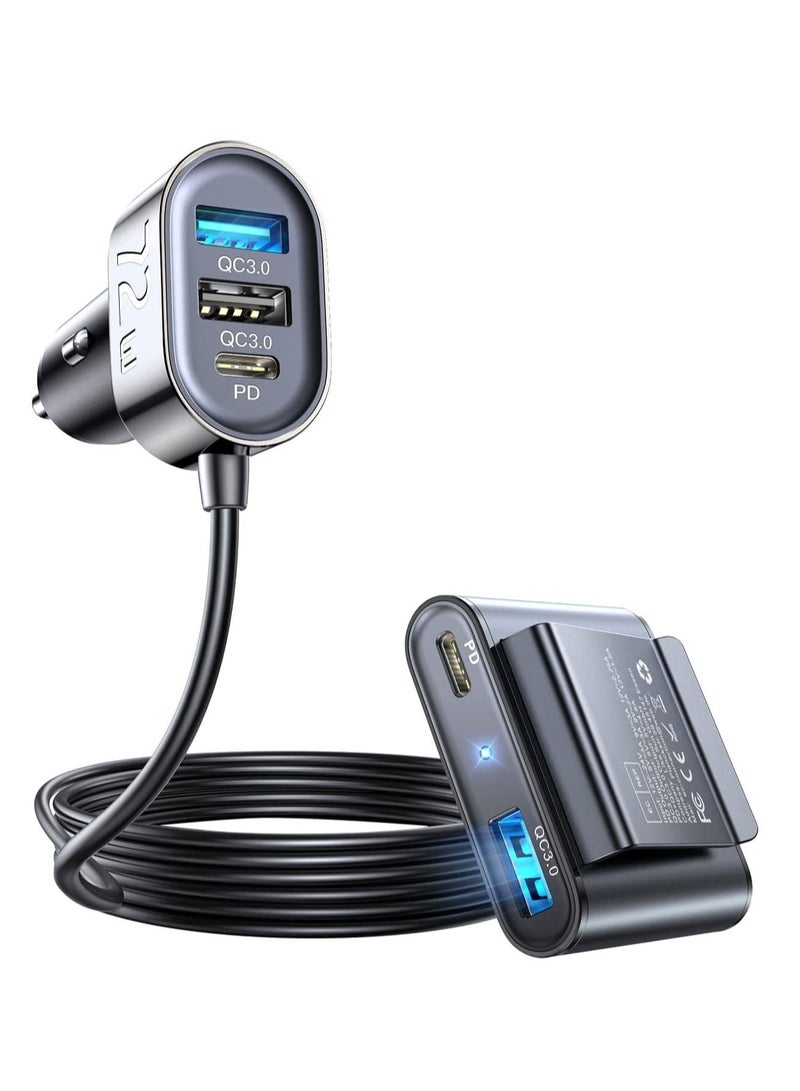 كابتن تيك USB C Car Charger, 72W Super Fast Car Charger 5 Multi Port Cigarette Lighter USB Adapter, PD3.0 PPS Double Type C Adapter, QC3.0 Car Cell Phone Charger Fast Charge For iPhone 14/13 Samsung Android - Image 1