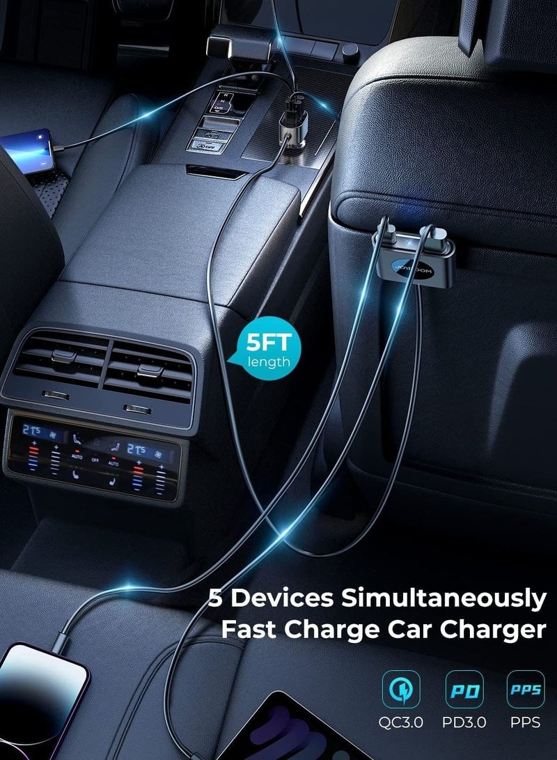 كابتن تيك USB C Car Charger, 72W Super Fast Car Charger 5 Multi Port Cigarette Lighter USB Adapter, PD3.0 PPS Double Type C Adapter, QC3.0 Car Cell Phone Charger Fast Charge For iPhone 14/13 Samsung Android - Image 5