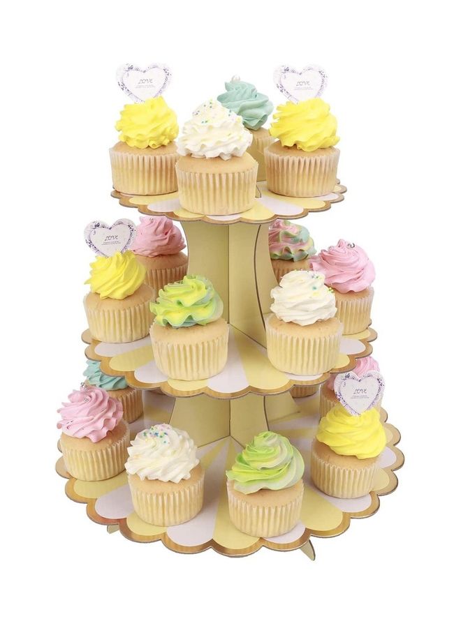 NIBEMINENT 3 Tier Cake Display Stand And Fruit Plate Yellow Lollipop - Image 1