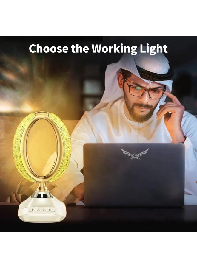 بورتوني مكبر صوت للقرآن بمصباح مكتبي، SQ-830، مكبر صوت للقرآن مزود بإضاءة ليلية وجهاز تحكم عن بعد بـ 16 نوعًا من الألوان، مصباح LED، ضوء القمر، قابل لإعادة الشحن، مكبر صوت بلوتوث للقرآن، وظيفة MP3 FM - Image 3