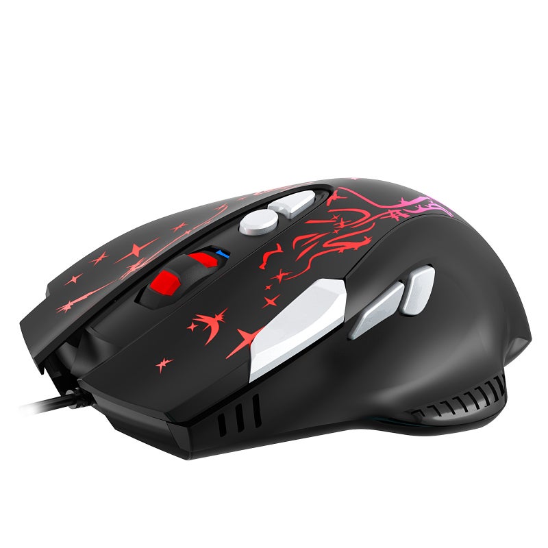 Gaming Mouse: Black Wired Mouse With 8 Buttons, High-end Optical Engine, Precise Positioning - Ergonomic Design, 7 LED Backlight Effects, Adjustable 1000-6400 DPI USB Mouse for Gaming And Daily Office - Image 5