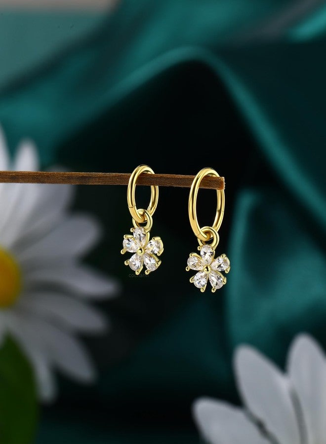 COCHARM Flower Clicker Rook Earrings 16G 8MM Gold Plated Helix Rook Piercing Jewelry Dangle Lobe Earrings Stainless Steel - Image 4