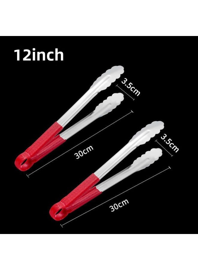 Ll304 Stainless Steel Kitchen Food Clip Steak Clip Barbecue Clip Steamed Bread Clip Fried Fish Fried Thick-Color:Anti-scalding Plum Blossoms 12inch Two (special Offer)✓  - Image 1