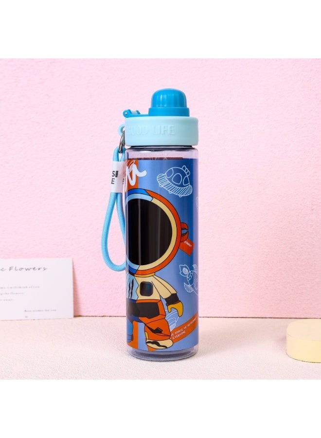 HI-FINE Cute Water Bottle for School Kids, BPA Free Tritan & Leak Proof & Easy Clean & Carry Handle, 16.8oz/ 480ml Blue - Image 1
