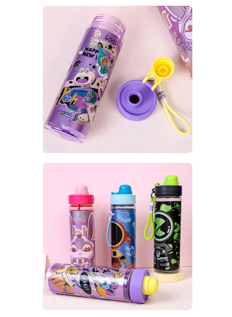HI-FINE Cute Water Bottle for School Kids, BPA Free Tritan & Leak Proof & Easy Clean & Carry Handle, 16.8oz/ 480ml Blue - Image 5