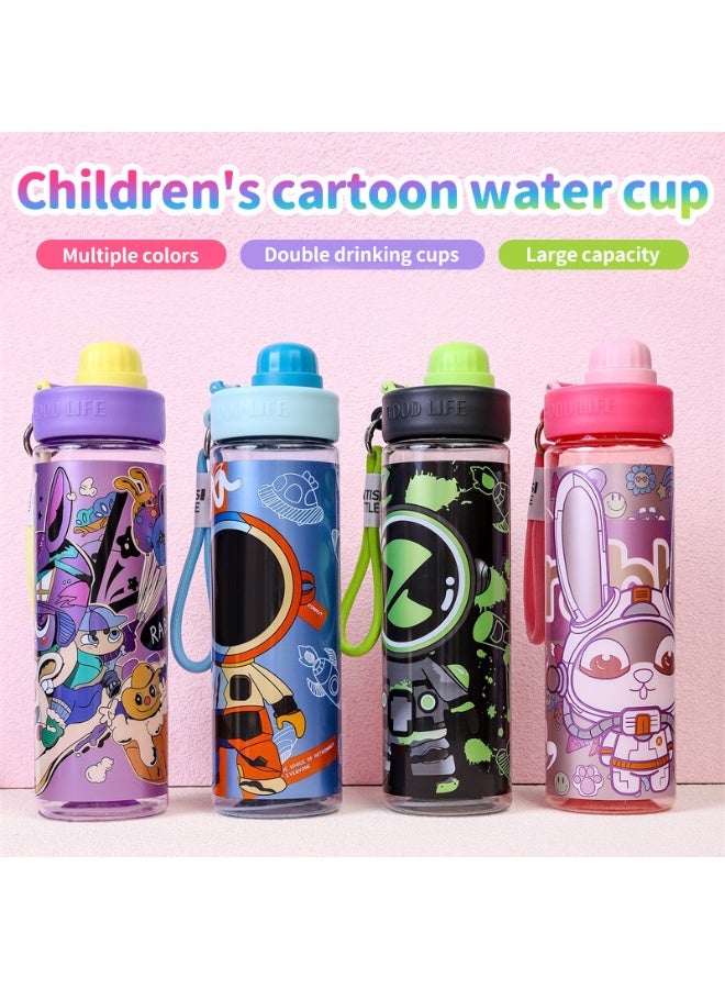 HI-FINE Cute Water Bottle for School Kids, BPA Free Tritan & Leak Proof & Easy Clean & Carry Handle, 16.8oz/ 480ml Blue - Image 4