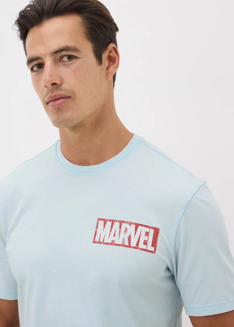 Matalan Marvel Blue Acid Wash T-Shirt