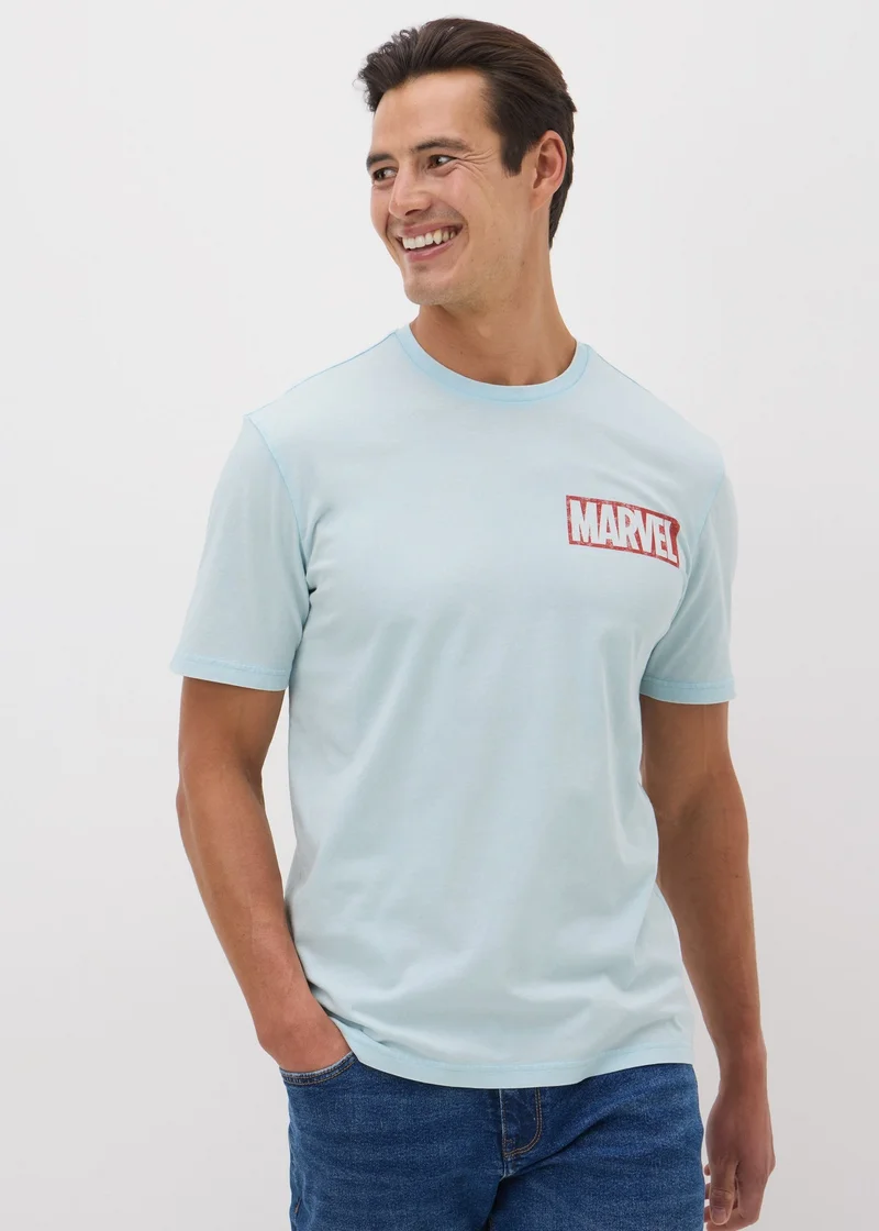 Matalan Marvel Blue Acid Wash T-Shirt