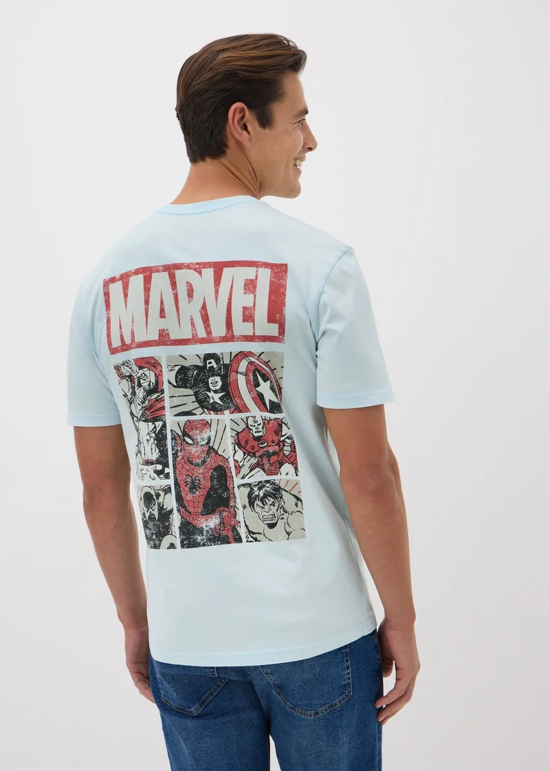 Matalan Marvel Blue Acid Wash T-Shirt
