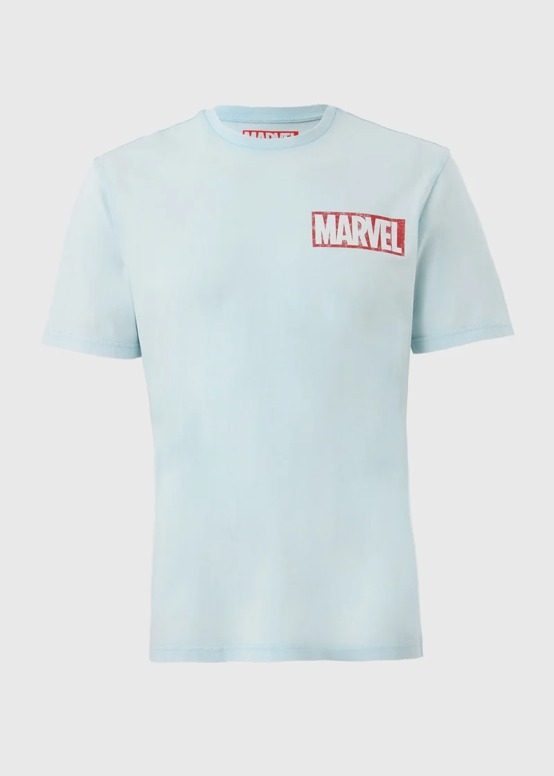 Matalan Marvel Blue Acid Wash T-Shirt