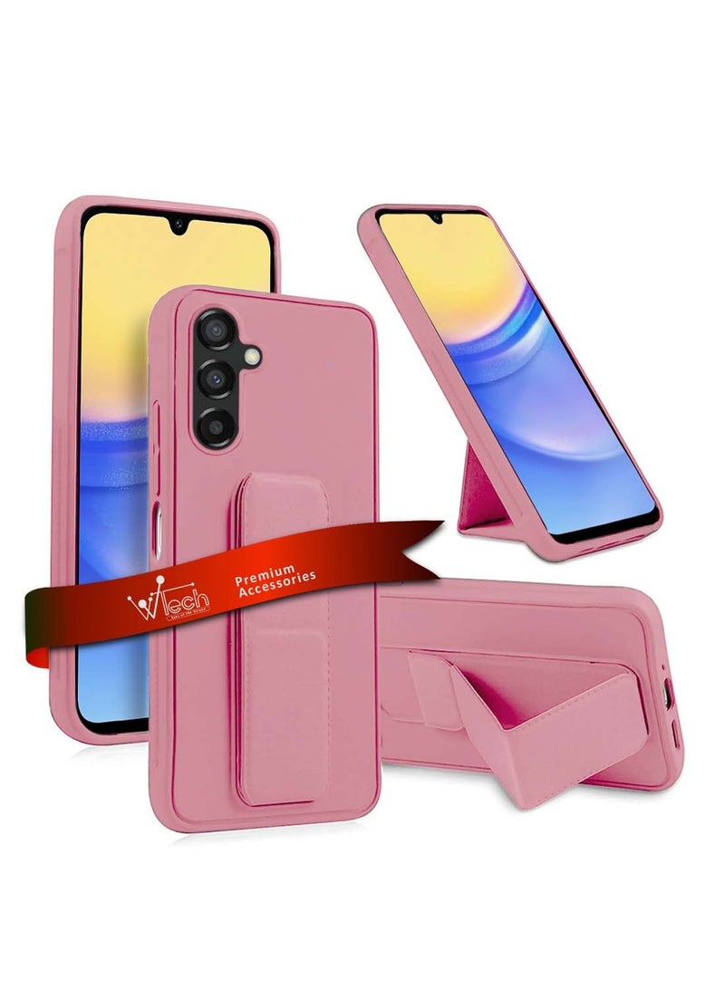 Wtech Samsung Galaxy A16 5G 2024 Hand Grip Foldable Magnetic Kickstand Wrist Strap Finger Grip With Built-In Iron Case Cover - Pink - Image 1