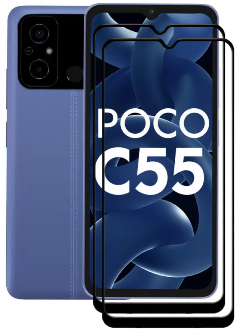 ACLIX 2 Pieces Antistatic ESD Dustproof Premium Quality High Definition Tempered Glass Screen Protector Designed For Xiaomi Poco C55 - Image 1