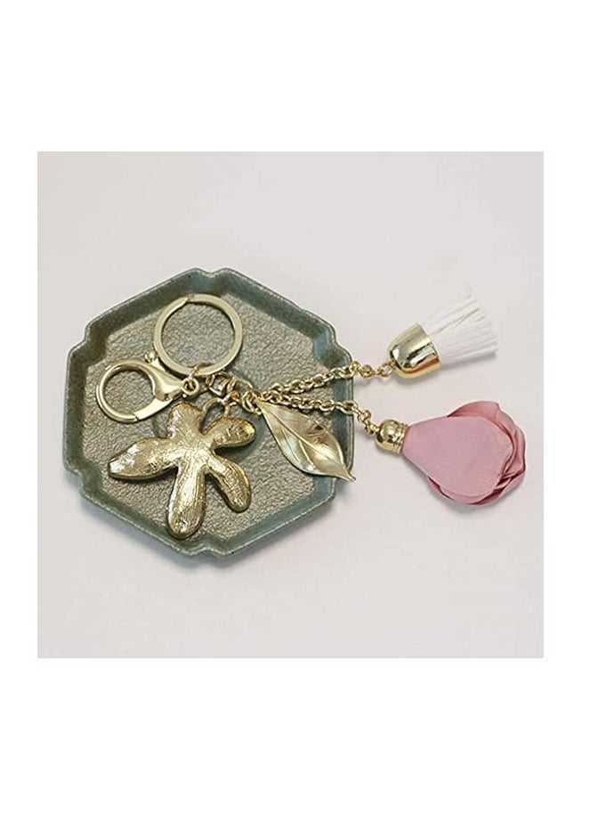 Flower Keychain Rhinestone Tassel Leaf Key Ring Women Wallet Bag Pendant Charms - Image 4