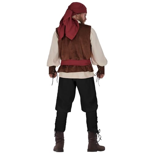 IWQBQ Men's Pirate Costume 5 Pcs Medieval Renaissance Outfits Halloween Viking Set(Z3601,XL) - Image 4